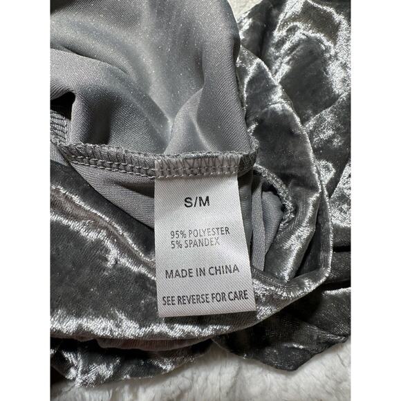 Wishlist Silver Shimmer Crushed Stretch Velvet Top Long Tunic Length Size S/M - Picture 8 of 9